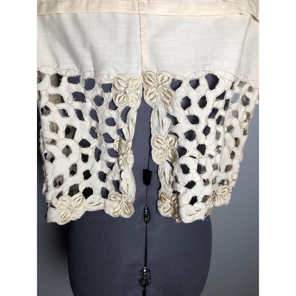 Authentic Vintage 1920s Embroidered Cotton Shift Dress Lace Hem Flapper Antique - Picture 10 of 16